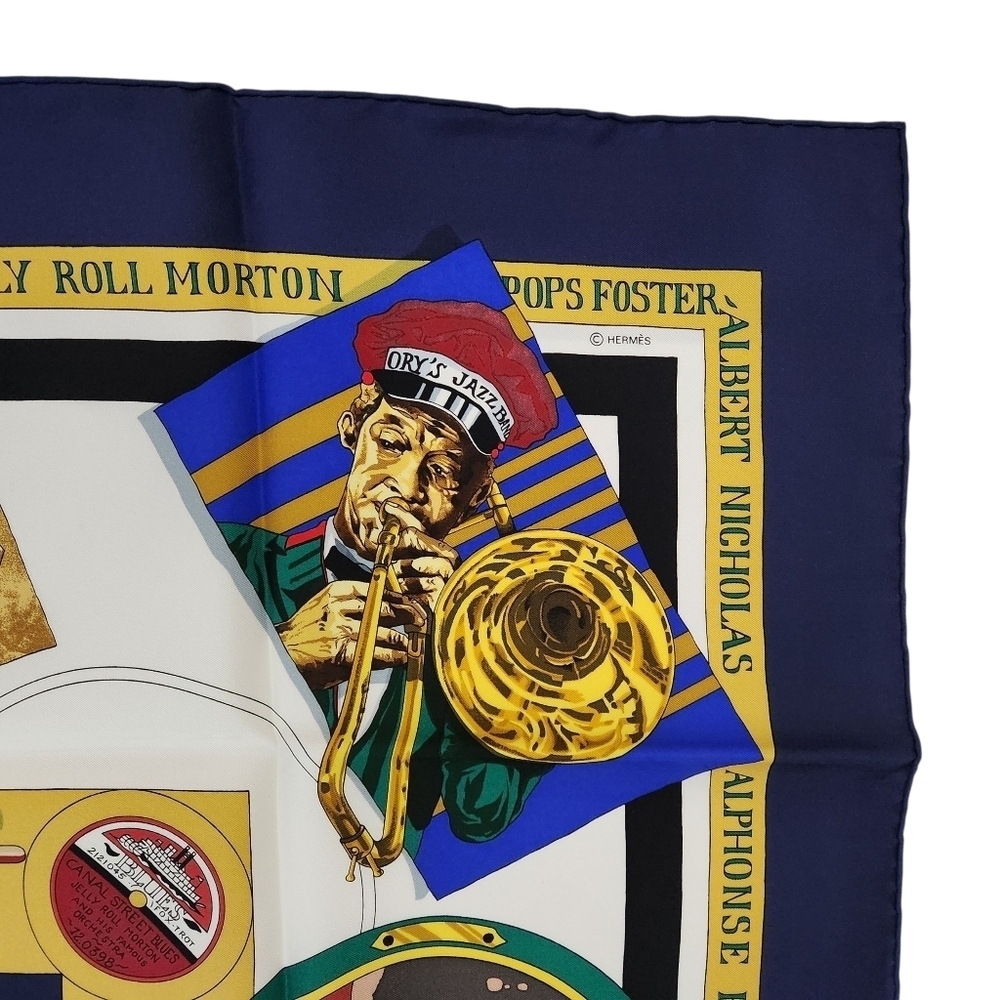 HERMÈS silk scarf with box New-Orleans Creole Jazz by Loïc Dubigeon square 35" - Picture 10 of 16